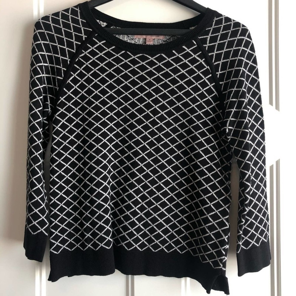NWT Philosophy diamond pattern sweater black ivory